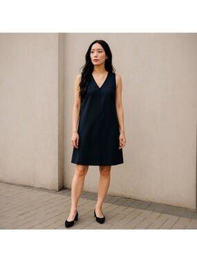 Club Monaco classic minimalist aesthetic black sleeveless shift dress size 6